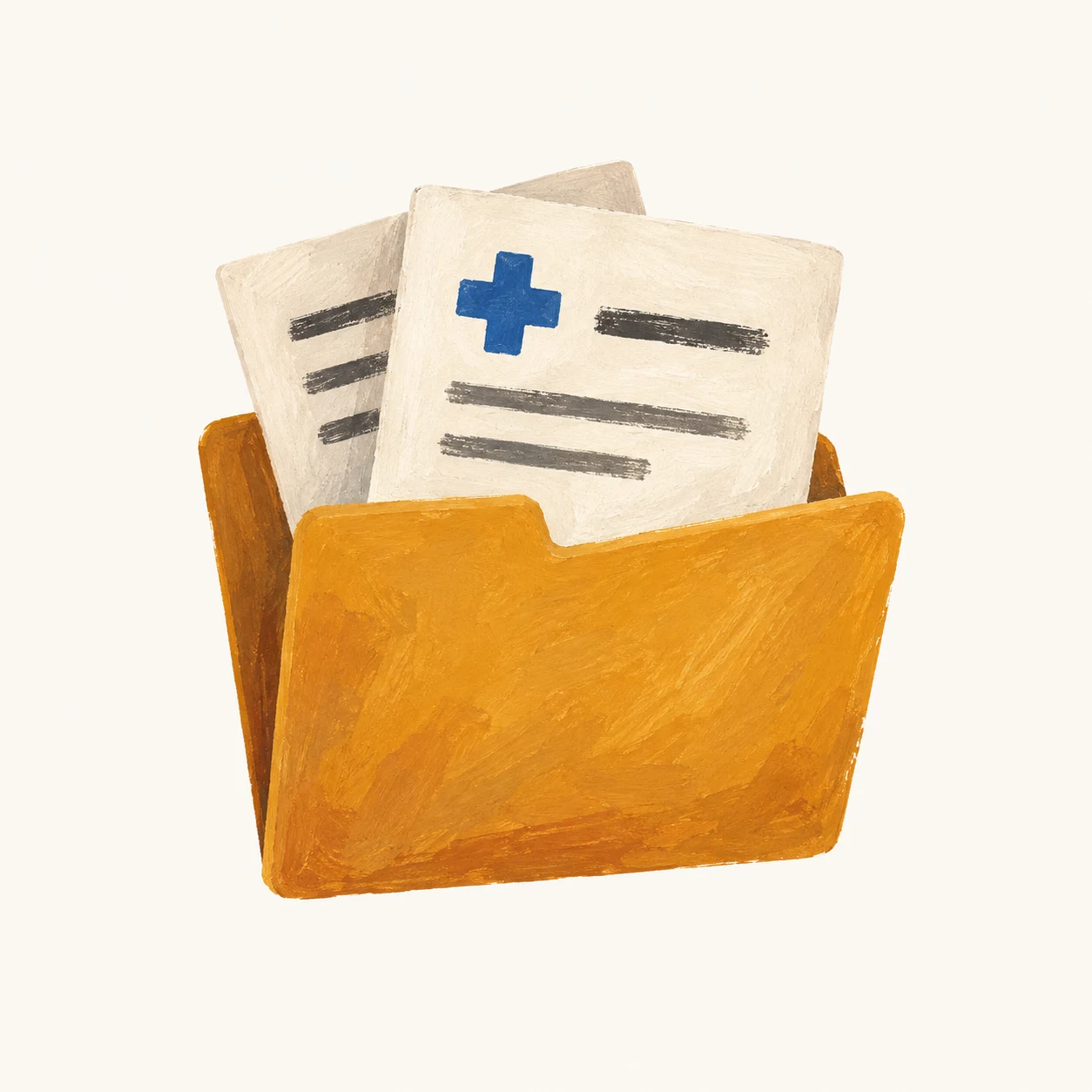 Painted folder holding medical records
